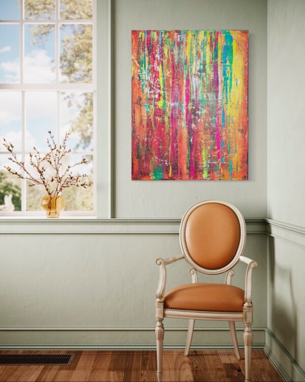 Acrylgemälde in warmen, weichen Farbtönen; Darstellung einer untergehenden Sonne in träumerischer Stimmung – inspiriert von der Ruhe und Melancholie des Abends zwischen Licht und Dunkelheit.