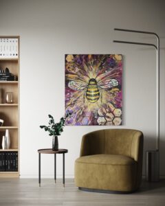 Bee kind abstrakt Biene mit Blattgold und Acrylfarben