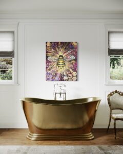Bee kind abstrakt Biene mit Blattgold und Acrylfarben