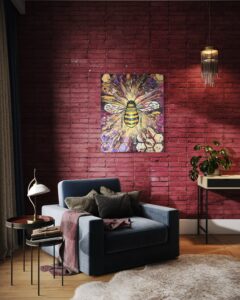 Bee kind abstrakt Biene mit Blattgold und Acrylfarben