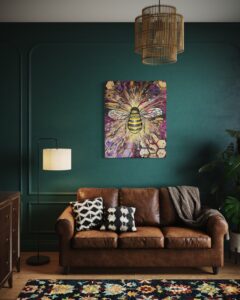 Bee kind abstrakt Biene mit Blattgold und Acrylfarben