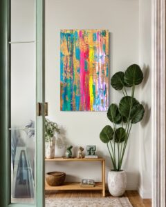 City of gold, abstraktes Gemälde gold und bunt, zeitgenössische Kunst