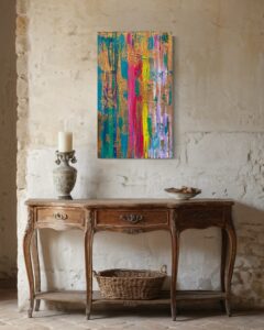 City of gold, abstraktes Gemälde gold und bunt, zeitgenössische Kunst