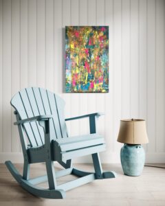 Acrylgemälde in warmen Herbstfarben mit fließenden Übergängen; zeigt die natürliche Schönheit des beginnenden Herbstes – weiches Licht, goldene Töne und die stille Veränderung in der Landschaft.