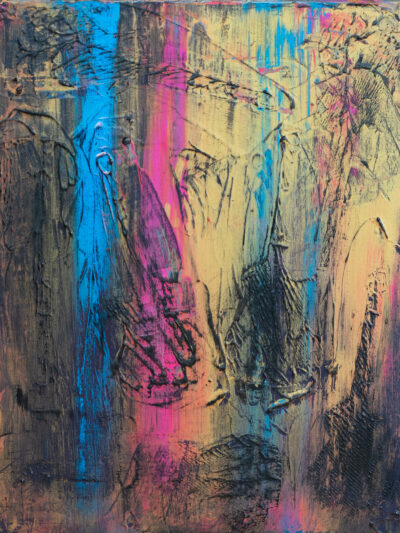 dynamische Farbflächen, intensive Licht-Schatten-Kontraste, moderne Kunst mit musikalischer Atmosphäre.