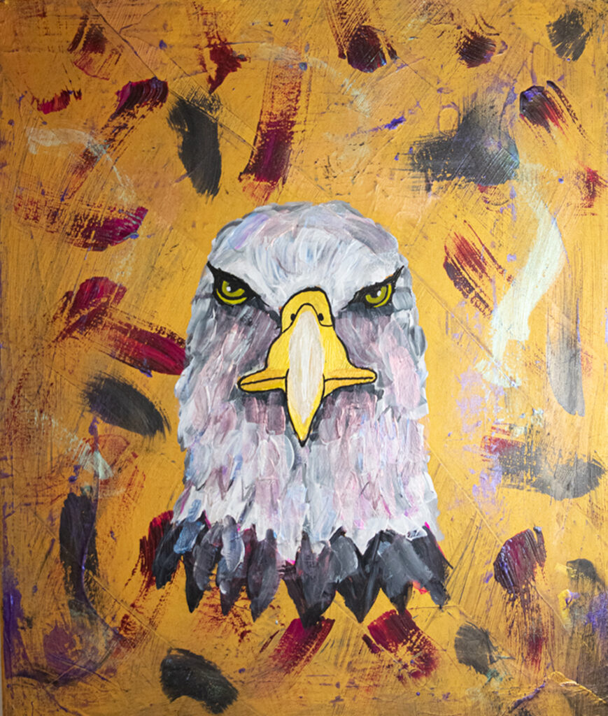Eagly fly free abstrakter Adler in Gold