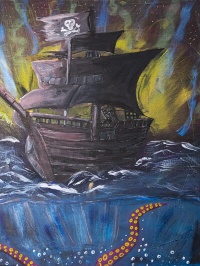 Piratenschiff in der Karibik Acryl auf Leinwand