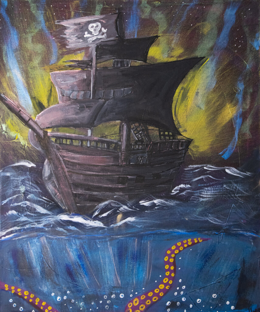 Piratenschiff in der Karibik Acryl auf Leinwand