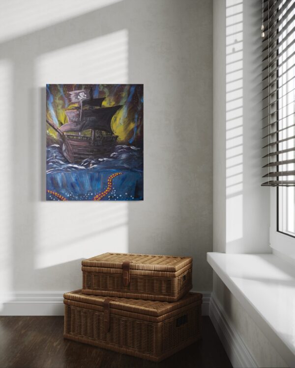 Piratenschiff in der Karibik Acryl auf Leinwand - Zeitgenössische Kunst
