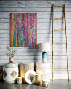 Acrylgemälde in warmen, weichen Farbtönen; Darstellung einer untergehenden Sonne in träumerischer Stimmung – inspiriert von der Ruhe und Melancholie des Abends zwischen Licht und Dunkelheit.