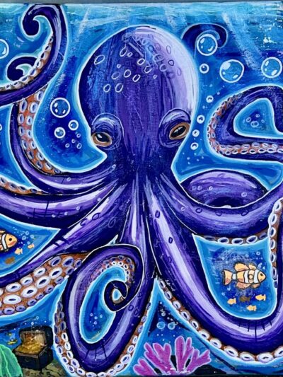 Unterwasserbild eines Oktopus Acrylgemälde Original
