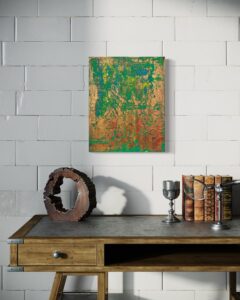 Eldorado 1 abstrakte Kunstwerke in Gold. Acryl auf Leinwand