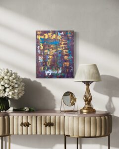 Eldorado II abstraktes Gemälde mit Goldelementen