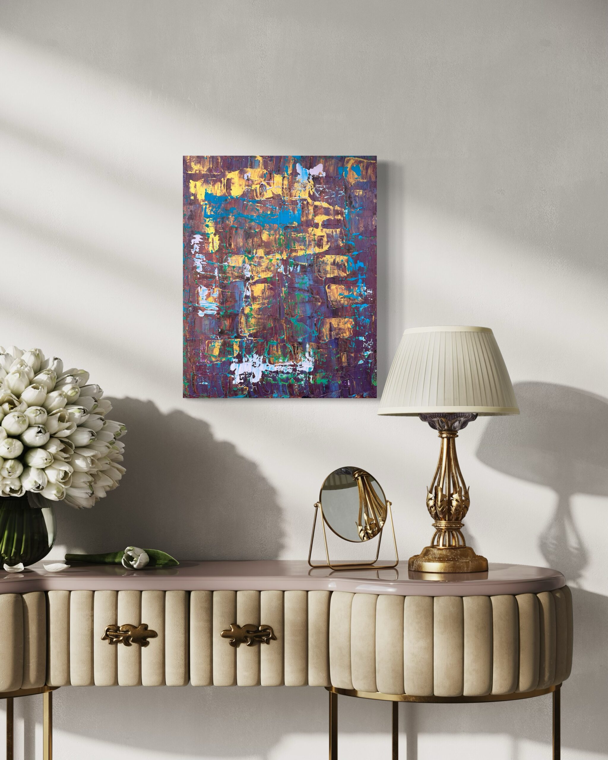 Eldorado II abstraktes Gemälde mit Goldelementen