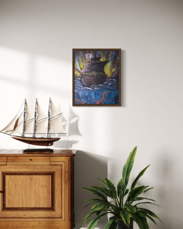 Piratenschiff in der Karibik Acryl auf Leinwand - Zeitgenössische Kunst