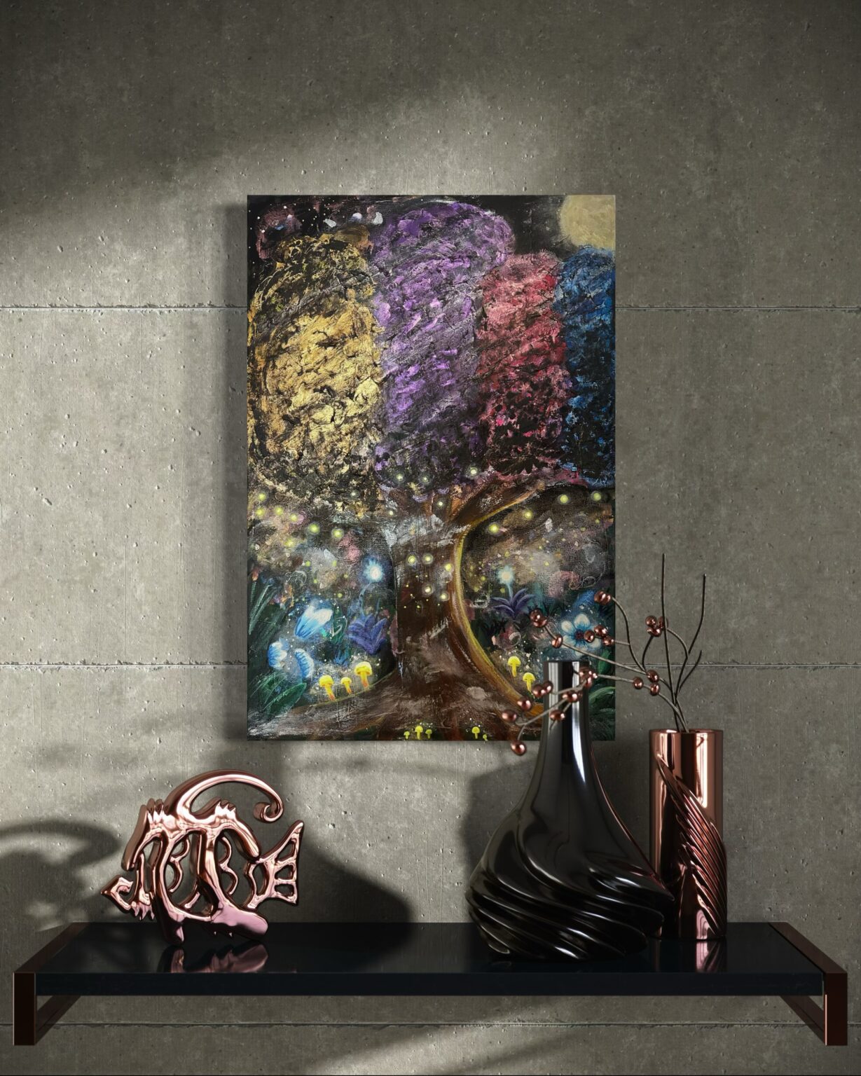Leuchtender Baum Acryl auf Leinwand