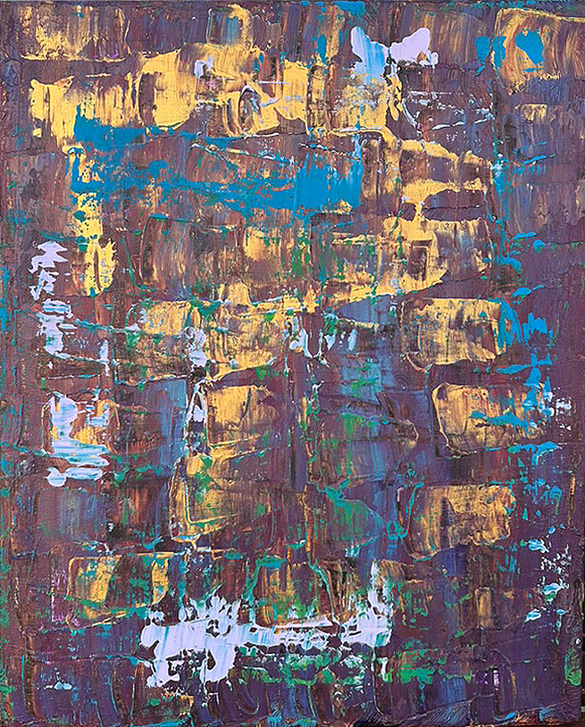 Eldorado II abstraktes Gemälde mit Goldelementen