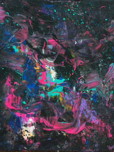 Abstraktes Acrylgemälde The Abyss von Ilse paints - Explosion aus Farbe und Tiefe auf Leinwand, inspiriert vom Unendlichen