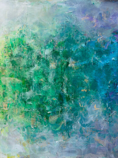 Abstraktes grün, blau und lila Gemälde