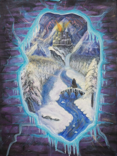 Burning ice. Fantasy dragon snow picture